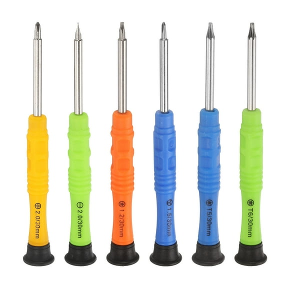 6pcs Small Screwdriver Set with 6 Size Phillips/Slotted/Torx/Five Star/Y-type Magnetic Screwdriver Head Repair Tool Kit for Small Appliances Repairs