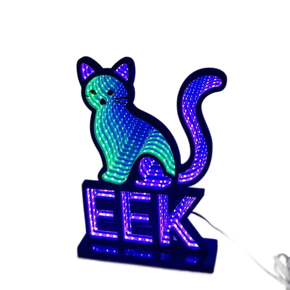Halloween LED Cat Neon Sign, Blue Purple Gradient Glow, Mystical Spooky Atmosphere Light for Home Party Bar Window Display Decor, 12 Inch