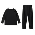 thumbnail image 3 of VBTAPA Womens 2 Piece Casual Sports Outfits Solid Color Long Sleeve Tops Wide Leg Pants Lounge Track Suit Sets Jogger Workout Set with Pockets Deals of the Day Black M, 3 of 7