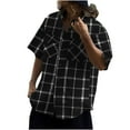 thumbnail image 2 of WREESH Men's Oversized Summer Button Down Shirts Fashion Short Sleeve Plaid Top Trendy Style White, 2 of 6