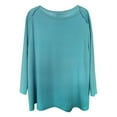 thumbnail image 4 of Plus Size Solid Color Women's 3/4 Sleeve T Shirt Casual Stylish Top For Everyday Wear Workout Shirts Loose Lightweight Long Sleeve Shirt Women Workout Tees Thin T Shirts Women Womens Loose Fit Tops, 4 of 4