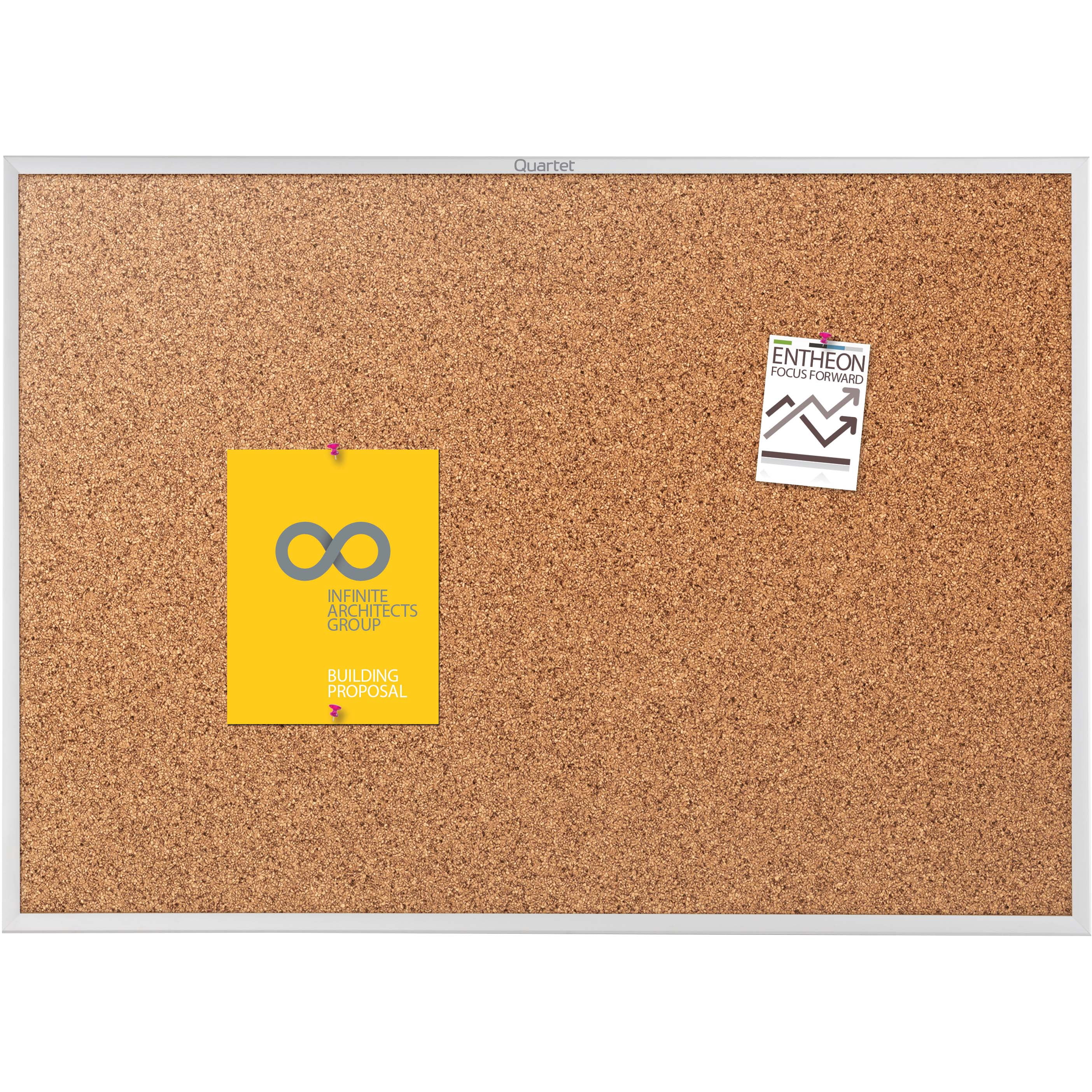 Quartet Classic Cork Bulletin Board 48 x 36 Silver Aluminum Frame - Cork Boards