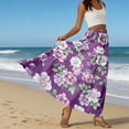 thumbnail image 6 of LWavelet Women's Vintage Floral Print Tiered Maxi Skirt, Elastic Waist with Pockets, Boho Spring & Easter Long Skirt Dark Purple 2XL, 6 of 6