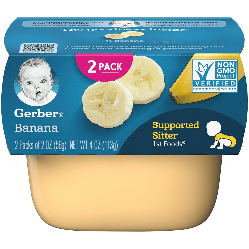 (2 Pack) Gerber Stage 1, Banana Baby Food, 1 Tub