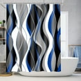 thumbnail image 3 of 4 Pcs Blue and Black Striped Shower Curtain Set Grey and White Bathroom Sets with Shower Curtain and Rugs Modern Home Bathroom Decor Shower Curtains with Rugs and Toilet Lid Cover, 3 of 3