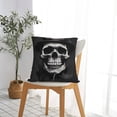 thumbnail image 5 of Fuzoiu Black White Hat Skull Print Square Pillow Cover,Hidden Zipper Design,Luxury Square Pillow Case, Throw Pillow,Couch Cushion-20"x20", 5 of 7