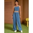 thumbnail image 2 of DARING DIVA Women's Yoga Set Camisole and Wide Leg Pants L Gray Blue, 2 of 7
