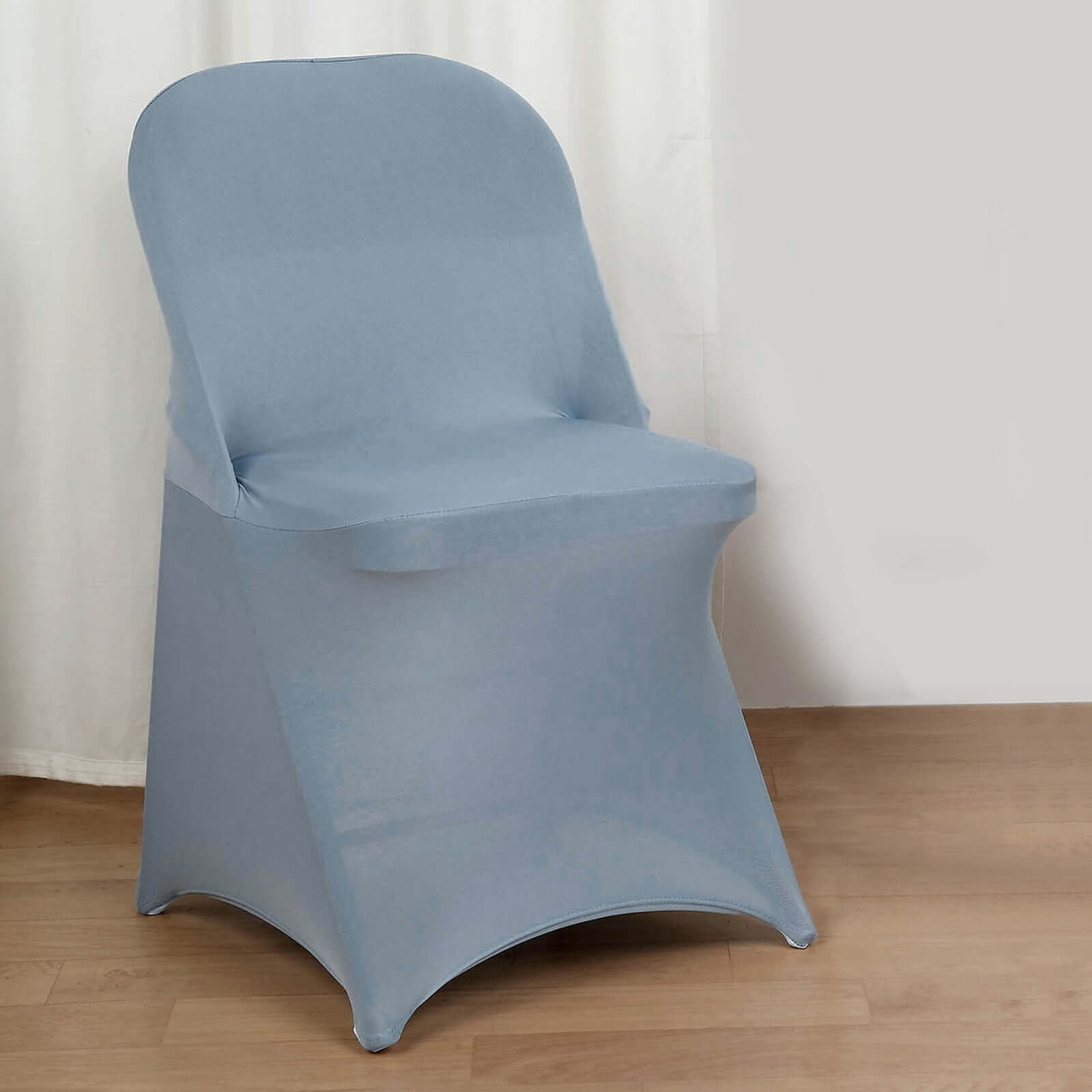Efavormart 10PCS Stretchy Spandex Fitted Folding Chair Cover Dinning Event Slipcover For Wedding Party Banquet Catering- Dusty Blue