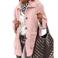 thumbnail image 2 of Women'S Winter Faux Fur Coats Long Sleeve Lapel Button Down Pockets Fleece Jacket Casual Trendy Outerwear Pink M, 2 of 9