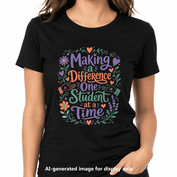 Making a Difference One Student at a Time Graphic T-Shirt, Unisex Teacher Tee, Size S