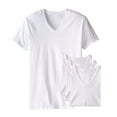 thumbnail image 2 of 3 Pack Mens Casual V Neck Short Sleeve White T-Shirt 100% Cotton Comfy Size XL, 2 of 5