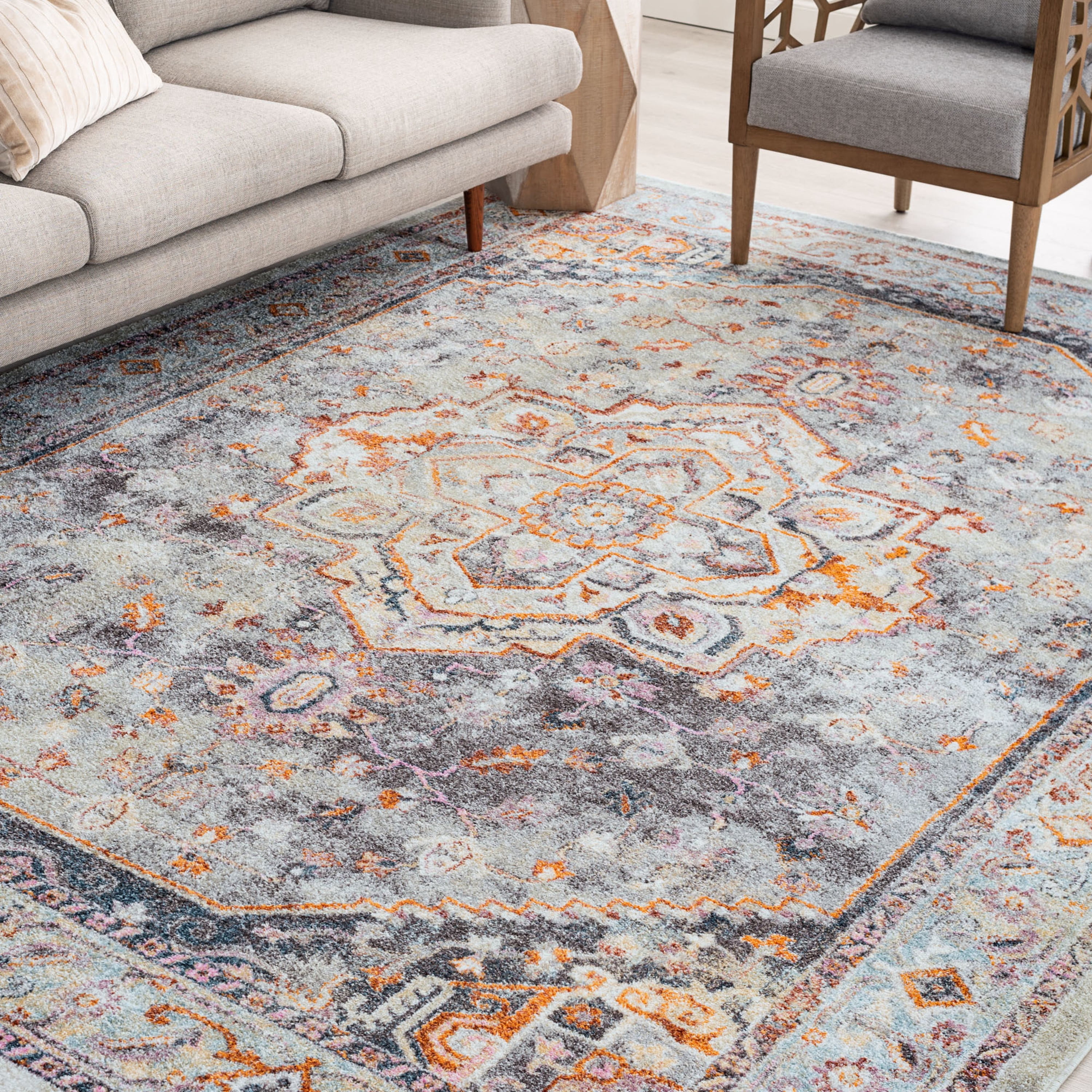 5x8 Traditional Gray Area Rugs for Living Room | Bedroom Rug | Dining Room Rug | Indoor Entry or Entryway Rug | Kitchen Rug | Alfombras para Salas 5'3'' x 7'3''