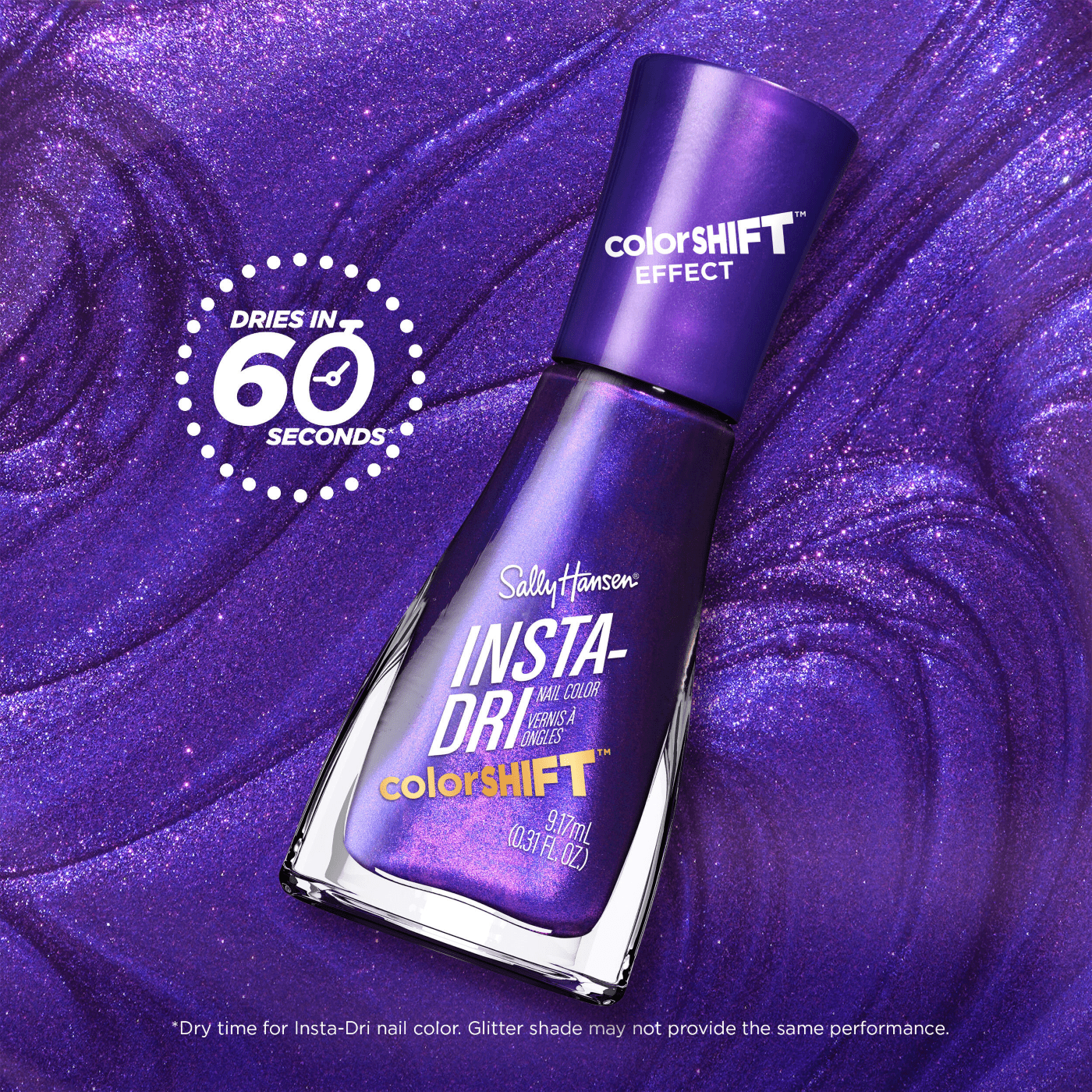 Sally Hansen Insta-Dri Color Shift Nail Polish, Turn the Violet up, ,3oz