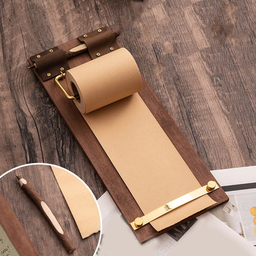 Zeiwohndc Retro Wooden Clipboard Notebook Set With Built In Paper Trimmer for Journaling