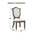 thumbnail image 3 of Weathered Oak Finish 6pc Side Chair Upholstered Seat And Backrest Button Tufted Ornate Corbels Dining Room Furniture, 3 of 6