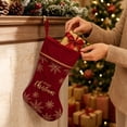 thumbnail image 6 of Yhmxh Velvet Christmas Stocking, 19 Inch Large Xmas Stocking with Golden Snowflake Embroidery & Merry Christmas Lettering, Hanging Plush Cuff Stocking for Fireplace Mantel Christmas Home Decor, 6 of 6
