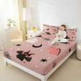 thumbnail image 4 of Feelyou Kawaii Unicorn Ghost Twin Sheet Sets, Cartoon Dinosaur Bat Twin Fitted Sheet, Pink Sguar Halloween Flat Sheet, Luxury Bedroom Decor, 3pcs, 4 of 7