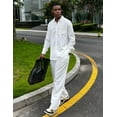 thumbnail image 5 of COOFANDY Mens Coordinated Outfit All White Hawaiian Shirt and Linen Pants Sets Casual Beach Linen Sets 2 Piece, 5 of 13
