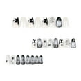 thumbnail image 4 of White and Black Star Spiral Gradient Press on Nails, Medium Coffin Glossy Rhinestone Accent Artificial Nails, 24 Count, 4 of 7