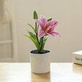 thumbnail image 3 of Fake Flower Pot Simulated Easy Care Plastic Realistic Lily Bonsai Artificial Plant Decor for Home, 3 of 10