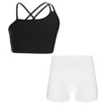thumbnail image 3 of Miutii Kids Girls Sports Yoga Workout Outfits Backless Tank Top Camisole Vest with V-Front Waistband Black&White 12, 3 of 9