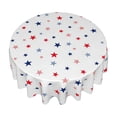 thumbnail image 1 of Oioii Nappe Ronde de 59,06 Po pour la Fête de l'Indépendance avec Motifs Patriotiques d'Étoiles Rouges, Blanches et Bleues. Imperméable et durable, Idéale pour la Cuisine, la table de Salle à Manger et la Décoration de Fête de la Fête de l'Indépendance.,Blanc, 1 of 6