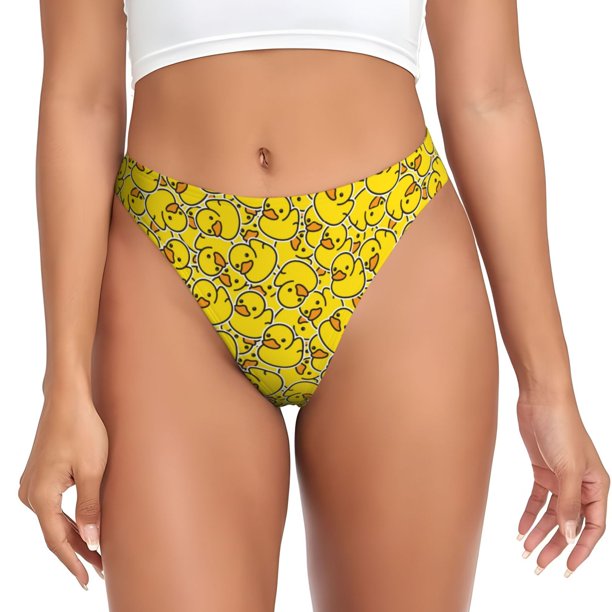 Fotbe Ducky Cartoon Animal Yellow Tanga Sin Costuras para Mujer con Estampado – Panties Invisibles, Transpirables y Cómodos para Uso Diario-X-Large