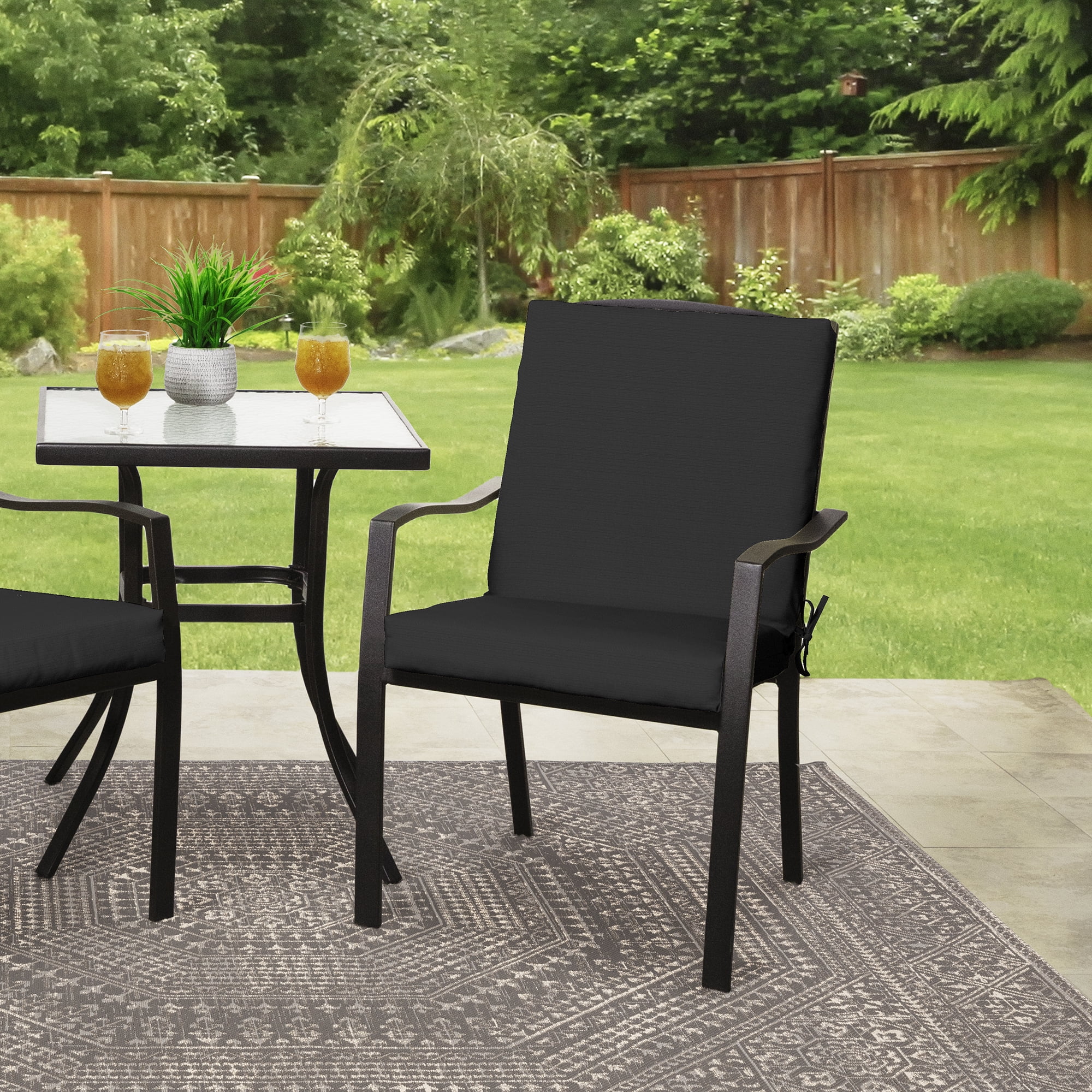 (2 pack) Mainstays 37" L x 19.5" W Black 1 Piece Rectangle Outdoor Chair Cushion