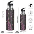 thumbnail image 2 of Yayeee 20oz Insulated Water Bottle Double Wall Stainless Steel with Flip Straw Lid, Dark Purple Floral Pattern, 2 of 7