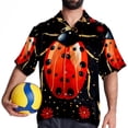 thumbnail image 4 of Seven Starred Ladybird Men's Short Sleeve Casual Printed Button Down Beach Shirt Summer Unisex Top, 4 of 6