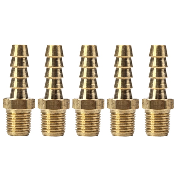 LTWFITTING Brass Fitting Coupler 1/4-Inch Hose Barb x 1/8-Inch Male NPT Fuel Gas Water(Pack of 5)