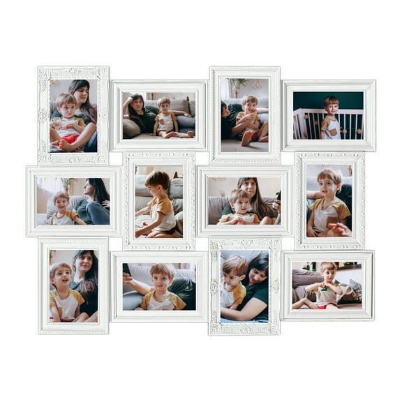 12 Opening Collage Photo Frame 6" x 4" Gallery Wall Hanging Picture Frame  White