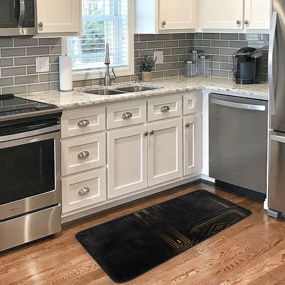 Modern Minimalist Pattern Non Slip Long Door Mat 39''x20'' Soft, Absorbent, for Kitchen, Bathroom, and Bedroom
