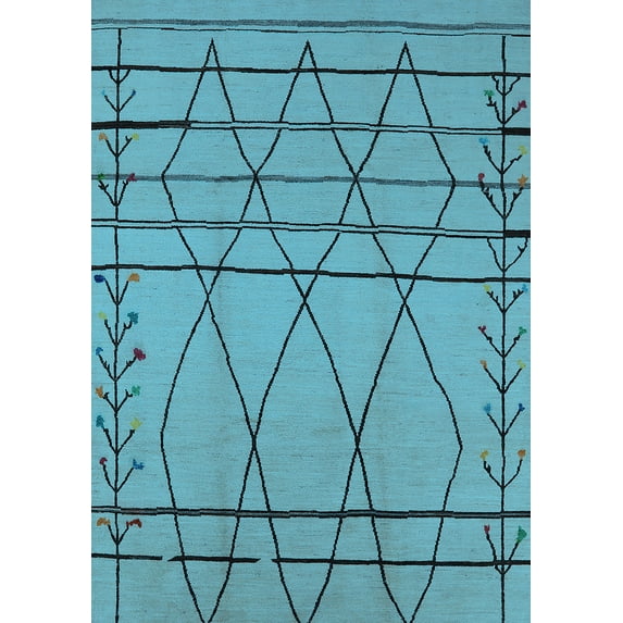 Ahgly Company Indoor Rectangle Oriental Light Blue Industrial Area Rugs, 7' x 9'