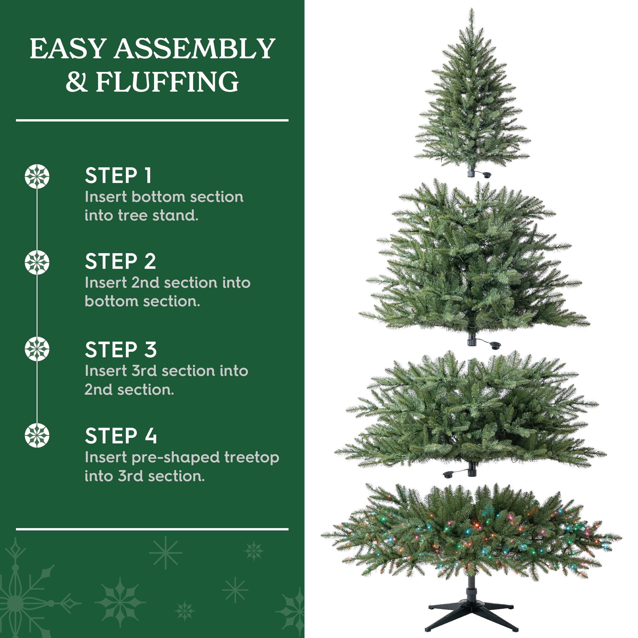 9' Pre-Lit Milford Pine Green Artificial Christmas Tree with LumaDazzle Color-Changing Twinkle LED Lights, Quick Set, and Stand, by Holiday Time