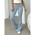 thumbnail image 2 of 2‑Pack Women’s High‑Waisted Striped Flared Pants – Ribbed, Elastic Waist, Straight‑Leg Casual Sports Trousers, 2 of 11