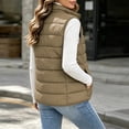 thumbnail image 5 of Mifsaly Puffer Vest Women Warm Sleeveless Quilted Jacket Stand Collar Zip Up Lightweight Fall Winter Travel Daily Layering Casual Outerwear with Pockets Khaki,M, 5 of 6
