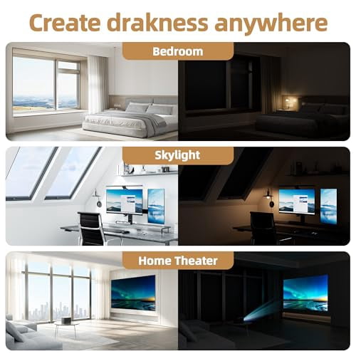 Portable Blackout Window Cover 40 x 58 Inches, Temporary No-Drill Privacy Curtains for Bedroom, Nursery, Travel, and Skylight, Light-Blocking Shades in Black