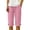 EK39_Pink, variant on Bermuda Shorts for Women Knee Length Cotton Linen Elastic Waist Drawstring Shorts Summer Capris Pants with Pockets Khaki M