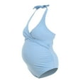thumbnail image 6 of Wamejoo Maternity Swimsuit for Women One Piece Swimsuits Pregnancy Swimwear Spaghetti Straps Ruched Adjustable (Blue, XL), 6 of 9