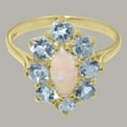 thumbnail image 4 of LBG British Made 10k Yellow Gold Natural Opal & Aquamarine Womens Promise Ring - 33 size options - Size 4.5, 4 of 5
