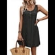 thumbnail image 3 of Vestido Corto Informal Sin Mangas con Cuello Redondo y Botones Al Frente para Mujer Negro S, 3 of 7