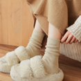 thumbnail image 5 of Nvzi 3 pares de calcetines blancos de punto cálidos para invierno, calcetines casuales de cuello redondo, calcetines cómodos para uso diario en clima frío, talla única., 5 of 5