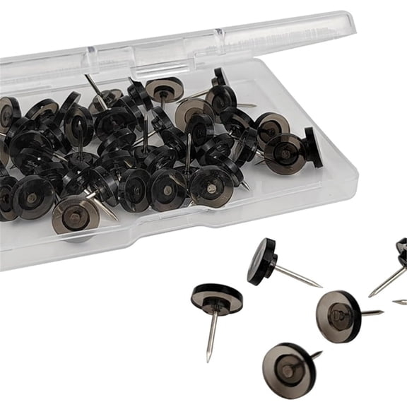 100 PCS Count Push Pins, for Wall Hangings Plastic Push Pins for Cork Board Flat Head Thumb Tacks, Can be reused Many Times (100, Black)