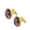 thumbnail image 2 of PhooArto Men's Classic Stainless Steel, Universe Galaxy Dinosaur Cufflinks Business Wedding Shirts, Golden, 2 of 7