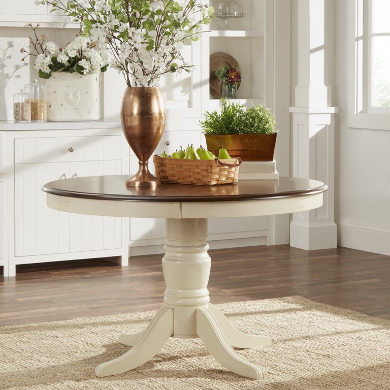 Weston Home Two Tone 48" Finish Top Dining Table, White Base - Walmart.com