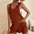 thumbnail image 7 of ManxiVoo Jumpsuits for Women, Women's Tie Shoulder Overall Shorts Scoop Neck Romper Jumpsuit with Pocket Overalls Brown S, 7 of 7