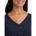 thumbnail image 4 of Time and Tru Women's Eyelet Peplum Top, Sizes XS-XXXL, 4 of 5