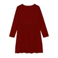 thumbnail image 4 of Girls Long Sleeve Swings Dress, Casual Cotton Twirly Skater Dresses, Loose Casual Holiday Midi Sundress Wine 9 Years, 4 of 5