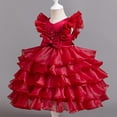 thumbnail image 2 of Kids Girls Pageant Party Dress Ruffle Flower Kids Wedding Ball Gown Pearl Formal Princess Dress 3-12 Years, 2 of 5